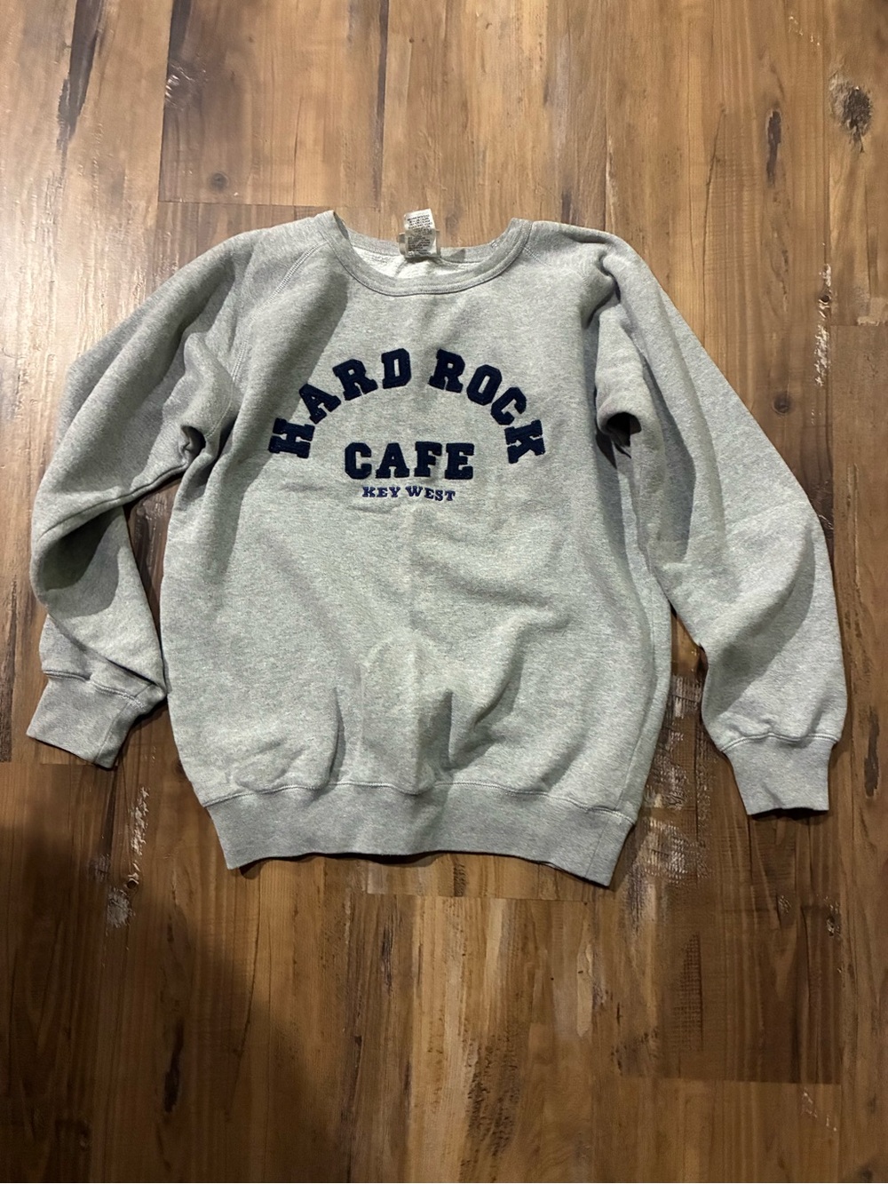 Hard Rock Cafe Gray Crewneck Sweatshirt with Navy Logo